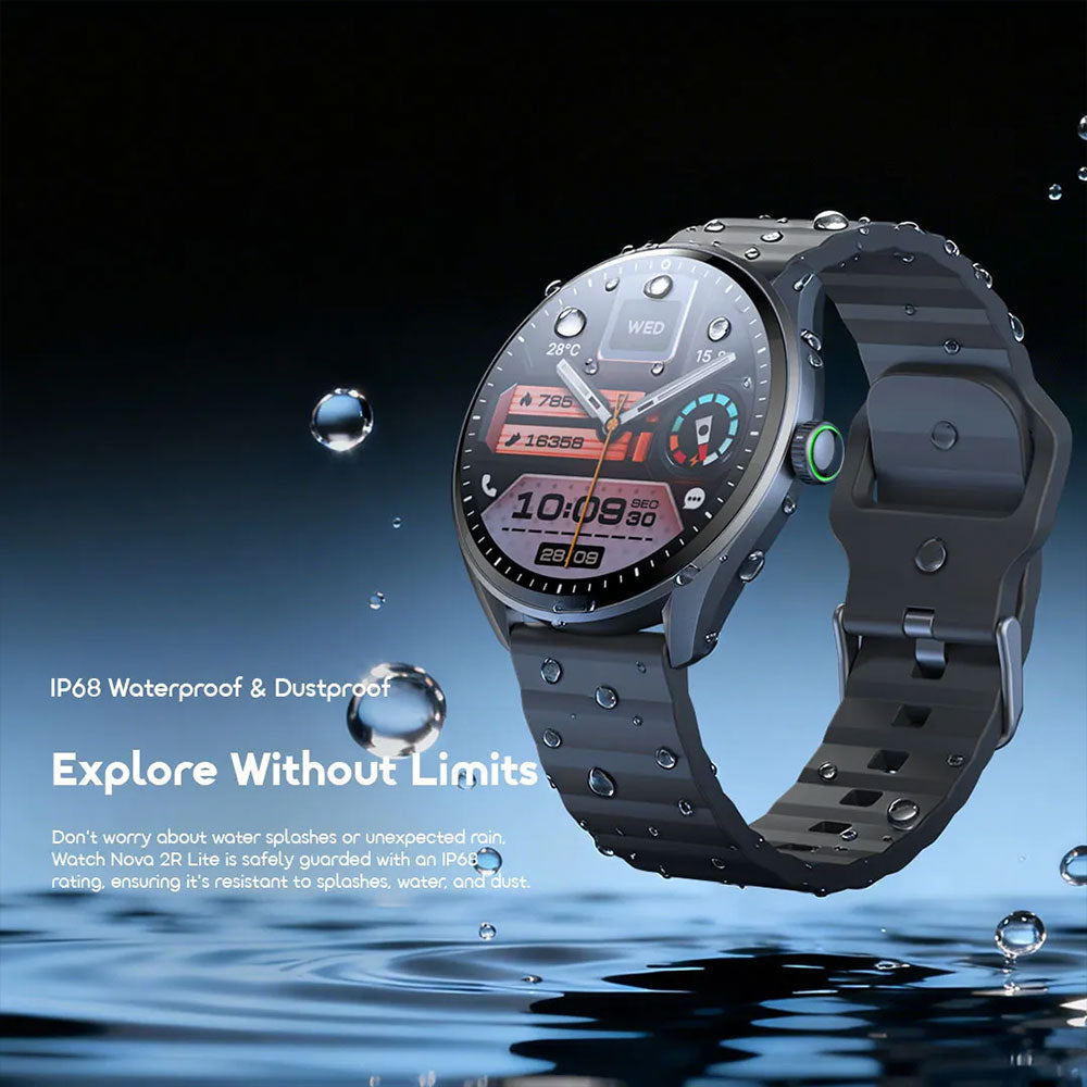 Oraimo Watch Nova 2R Lite OSW-824 Smart Watch Graphite Black Case With Black Silicone Strap