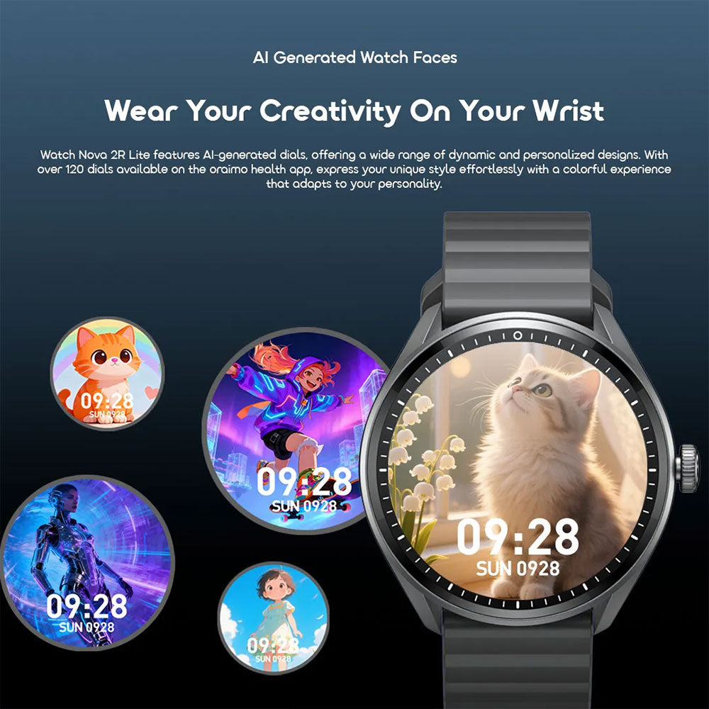 Oraimo Watch Nova 2R Lite OSW-824 Smart Watch Graphite Black Case With Black Silicone Strap