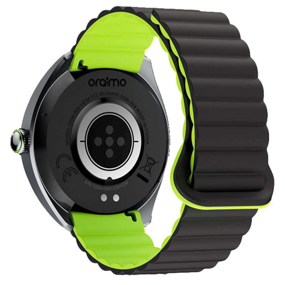 Oraimo Watch Nova 2R OSW-834 Smart Watch Black Case With Black Silicone Strap & Extra Black Silicone Strap