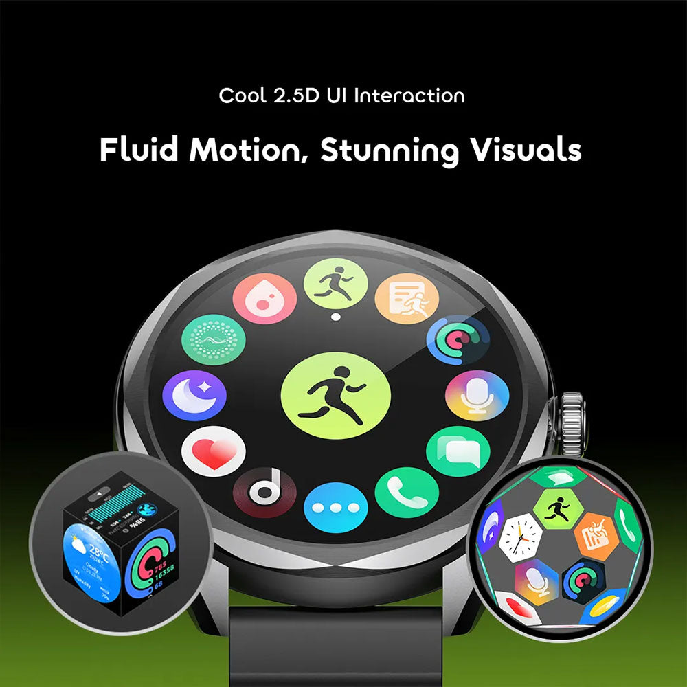 Oraimo Watch Nova 2R OSW-834 Smart Watch Black Case With Black Silicone Strap & Extra Black Silicone Strap