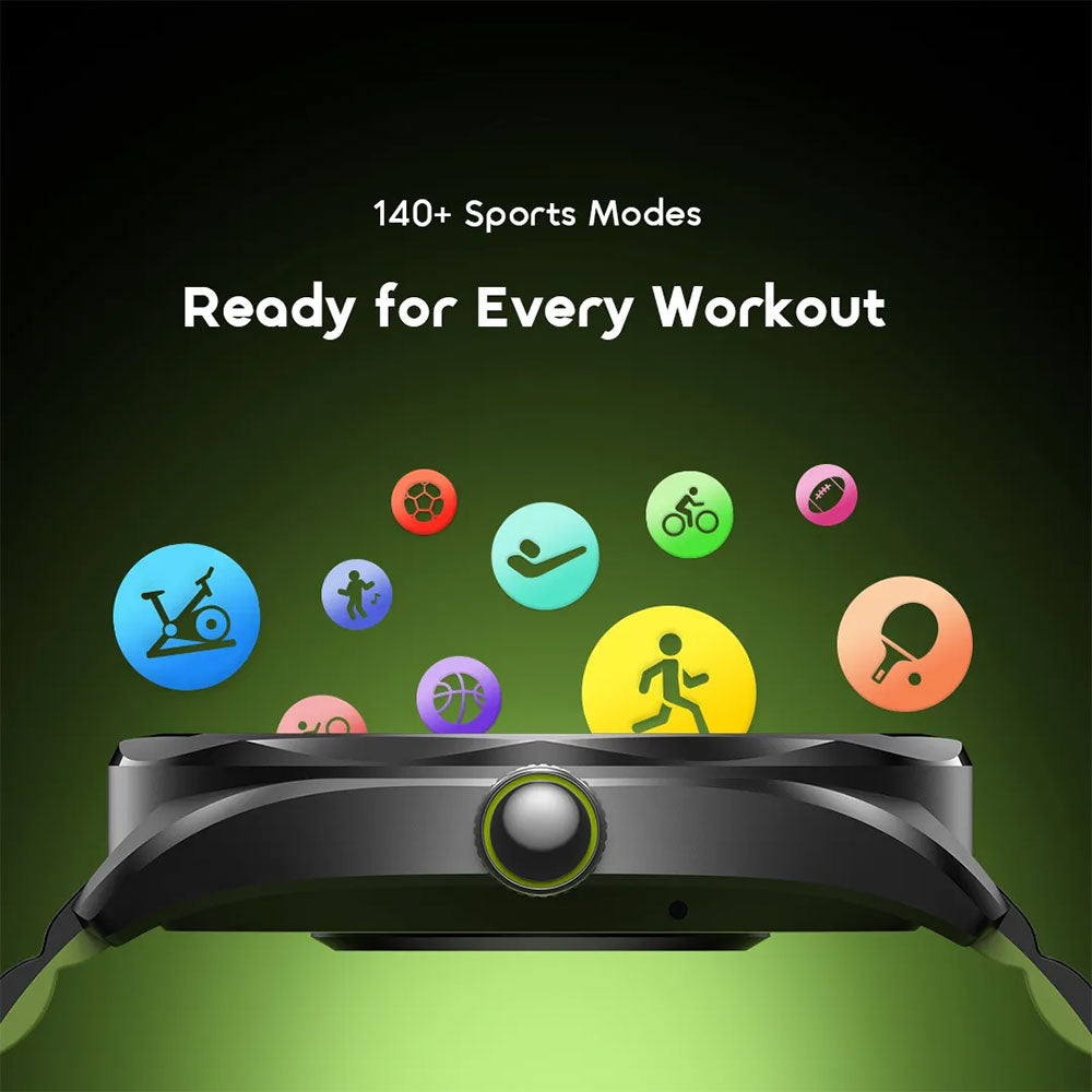 Oraimo Watch Nova 2R OSW-834 Smart Watch Black Case With Black Silicone Strap & Extra Black Silicone Strap