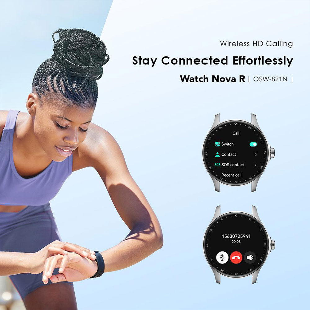 Oraimo Watch Nova R OSW-821N Smart Watch Light Chrome Case With Black Silicone Strap