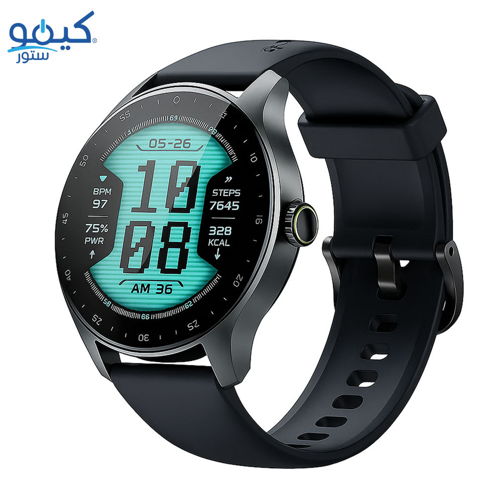 Oraimo Watch Nova R OSW-821N Smart Watch Light Chrome Case With Black Silicone Strap