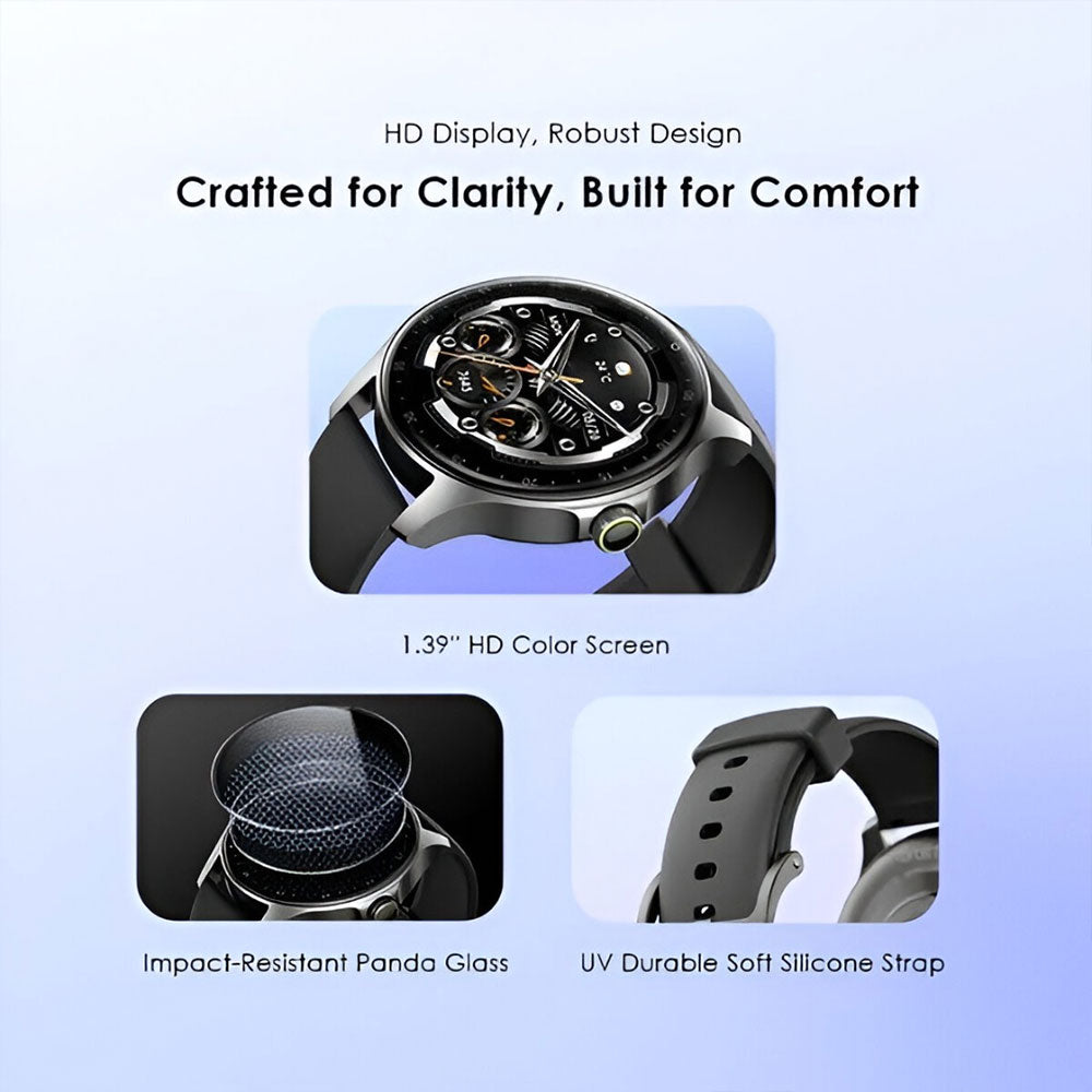 Oraimo Watch Nova R OSW-821N Smart Watch Light Chrome Case With Black Silicone Strap