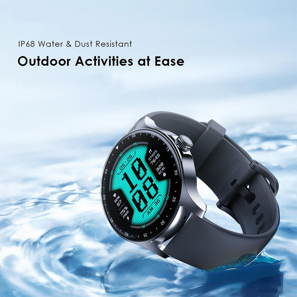 Oraimo Watch Nova R OSW-821N Smart Watch Light Chrome Case With Black Silicone Strap