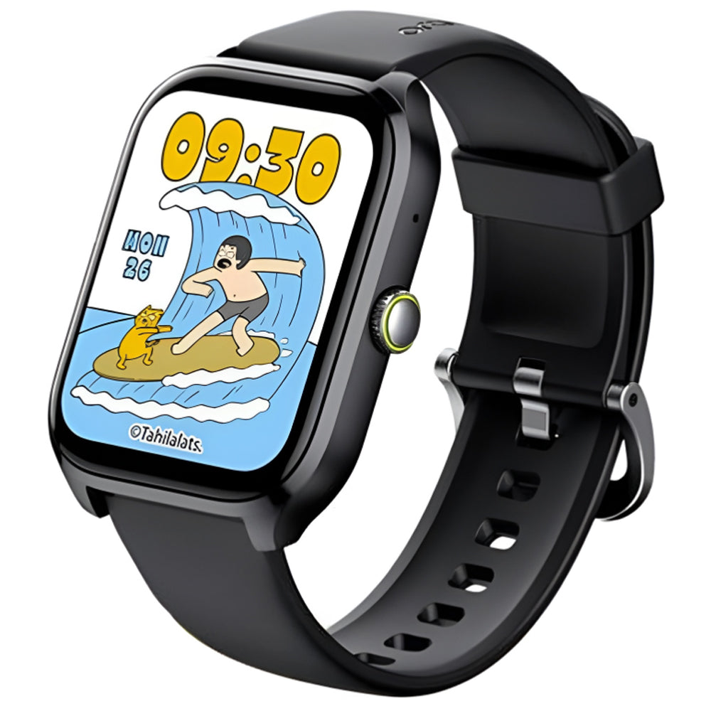 Oraimo X Tahilalats Watch 5 Max OSW-804 Smart Watch Chrome Case With Black Silicone Strap