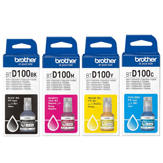Pack of 4 Brother BTD100 Original Ink Cartridge Set Black & Tri Color