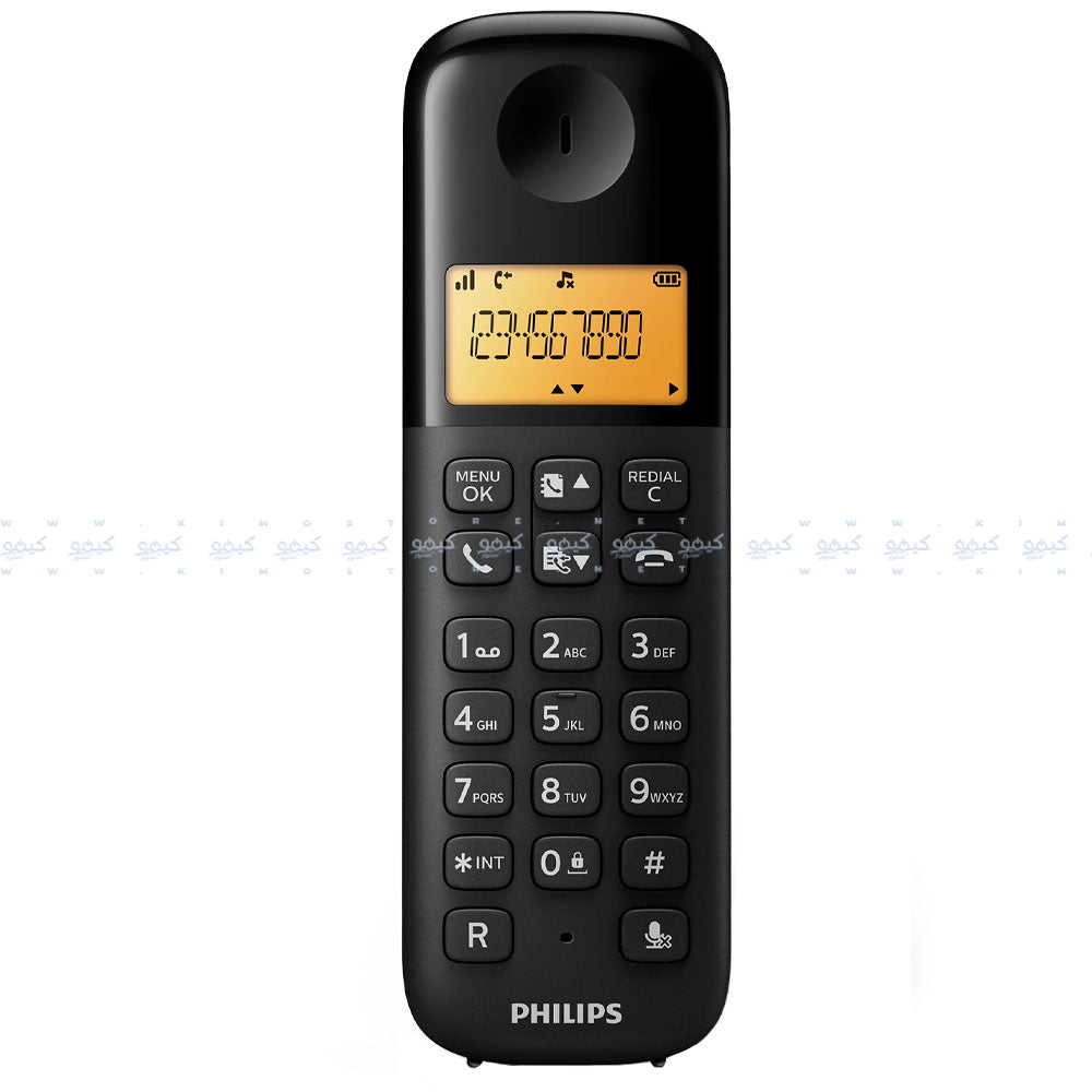 تليفون أرضى لاسلكى فيليبس D1601B/63 - أسود