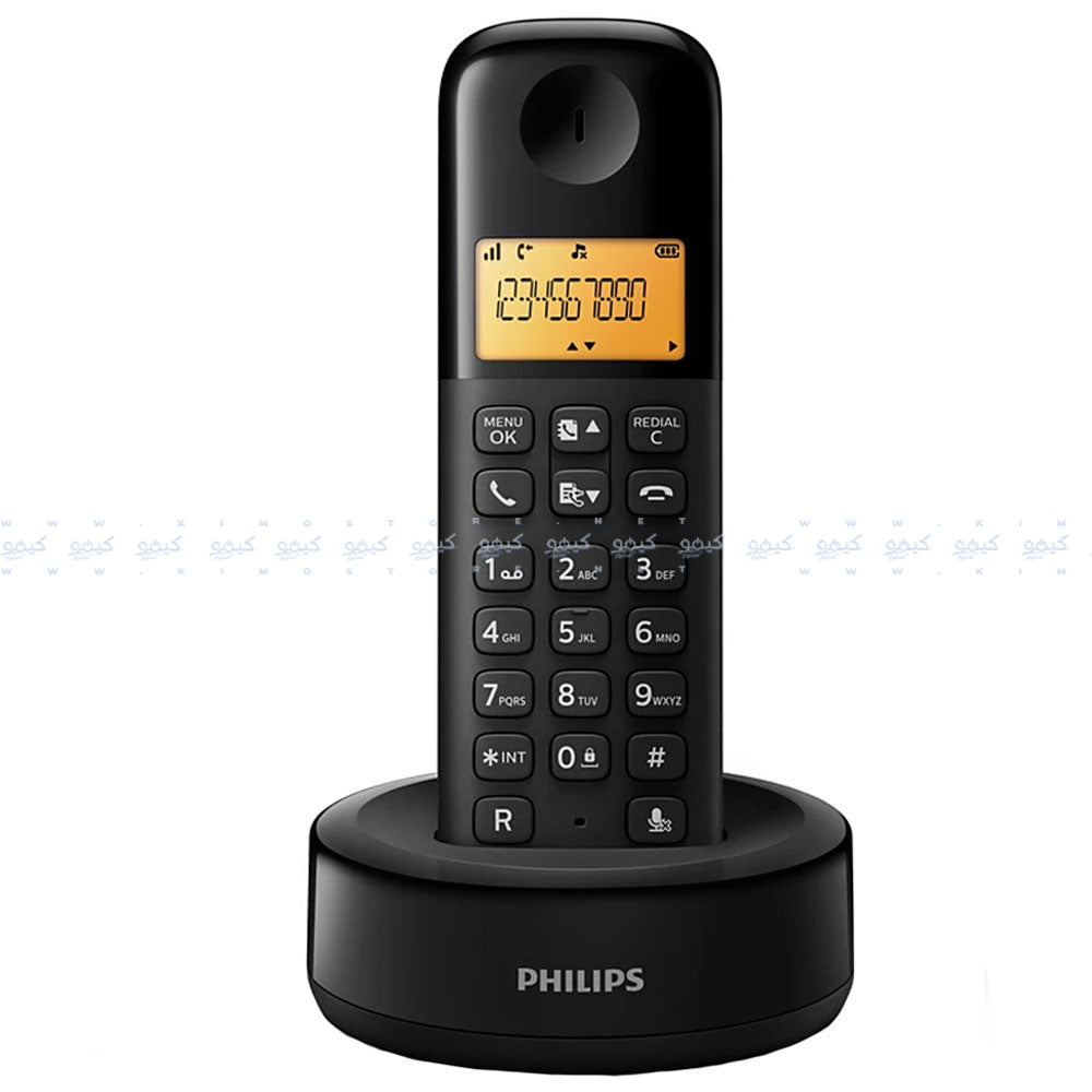 تليفون أرضى لاسلكى فيليبس D1601B/63 - أسود