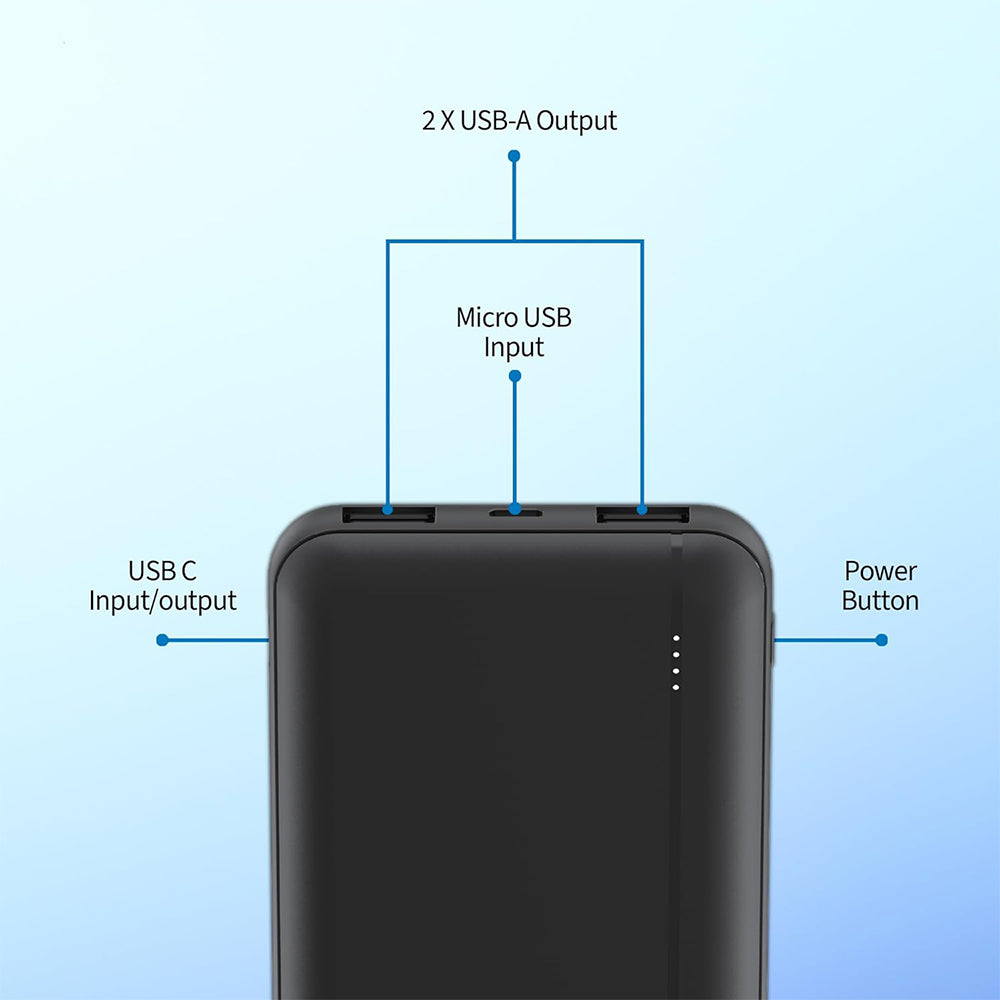 Philips DLP1812PB/00 Power Bank 2x USB + Type-C + Micro 20W Fast Charging 10000mAh - Black
