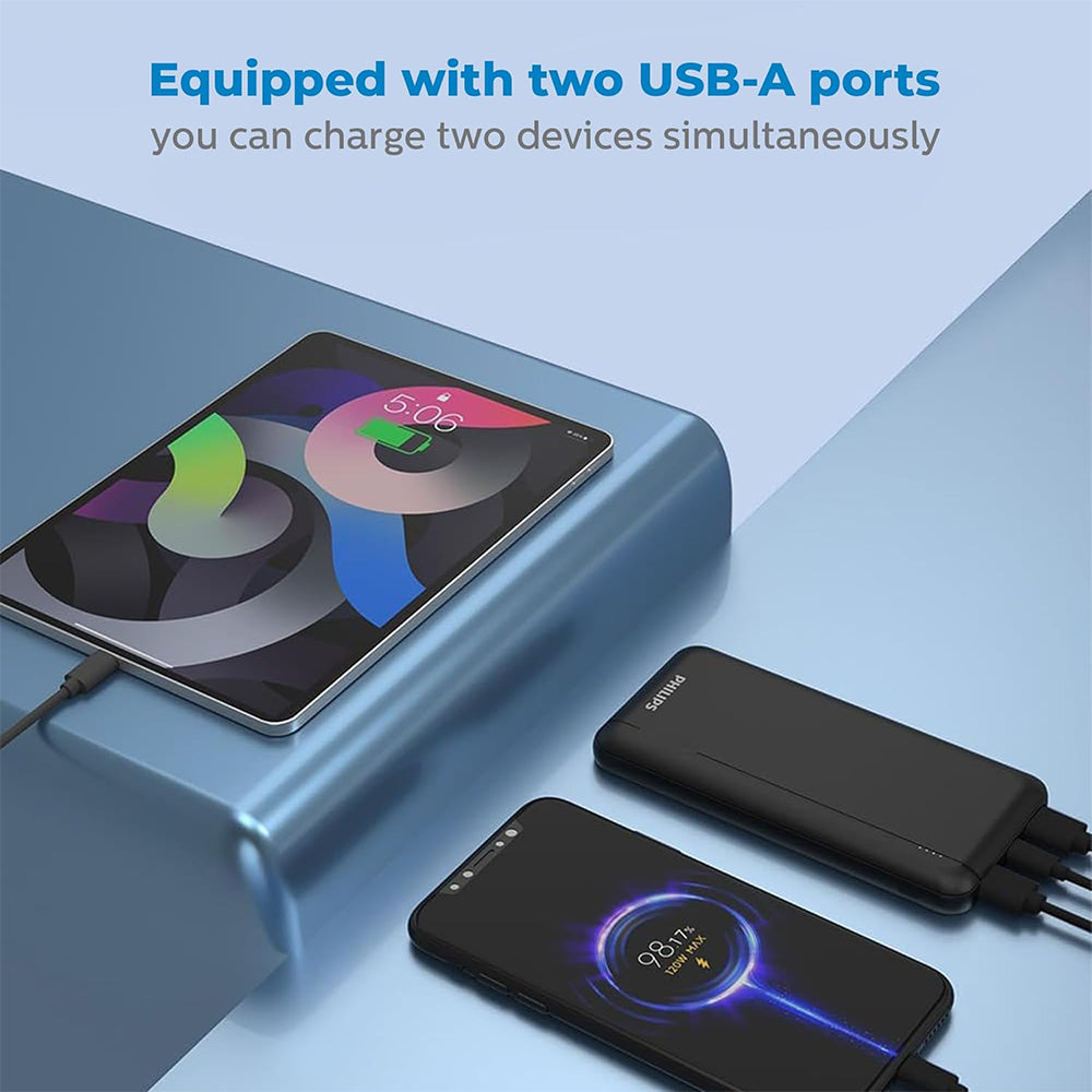 Philips DLP1812PB/00 Power Bank 2x USB + Type-C + Micro 20W Fast Charging 10000mAh - Black