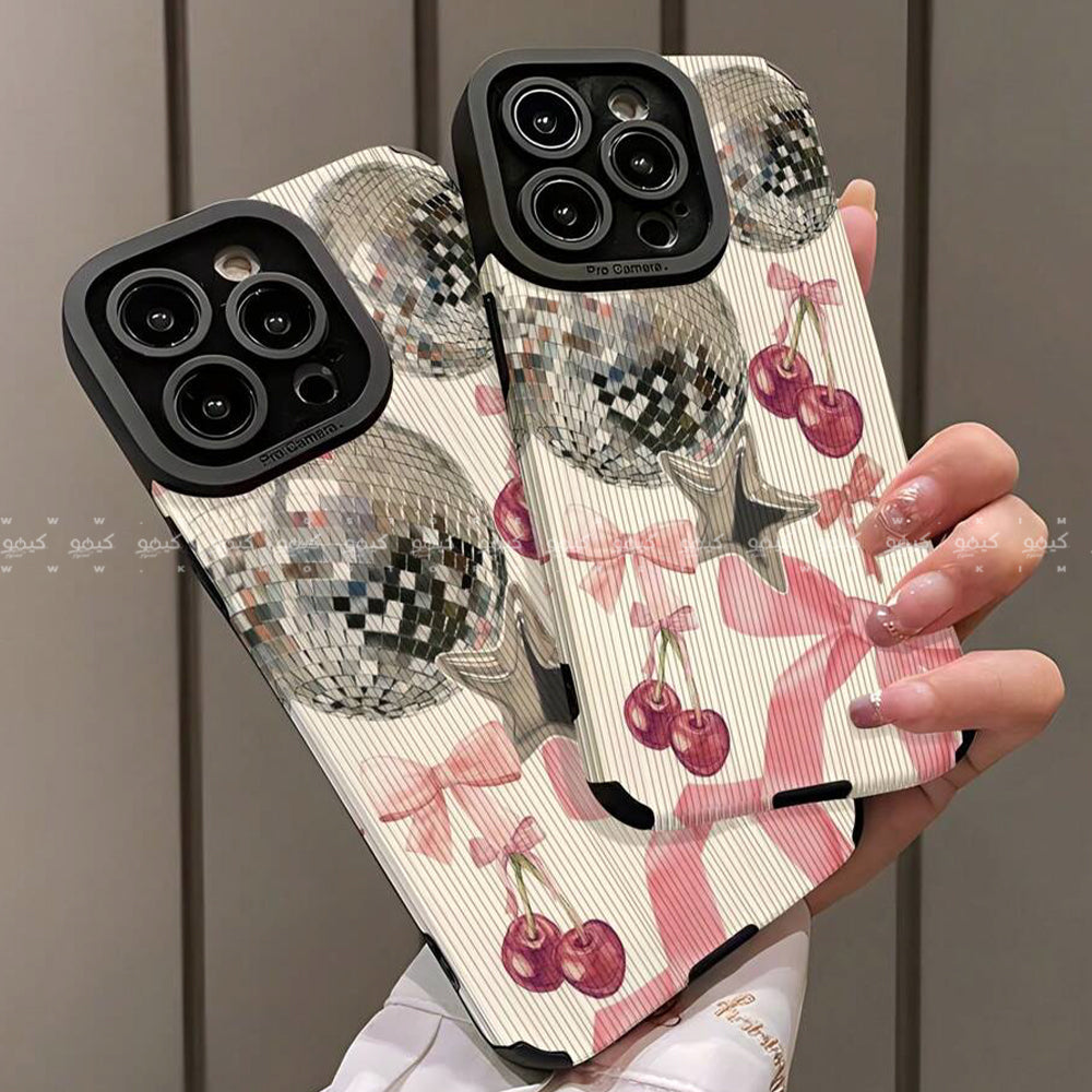 Pink Bow Cherry Ball Stripe Phone Cover