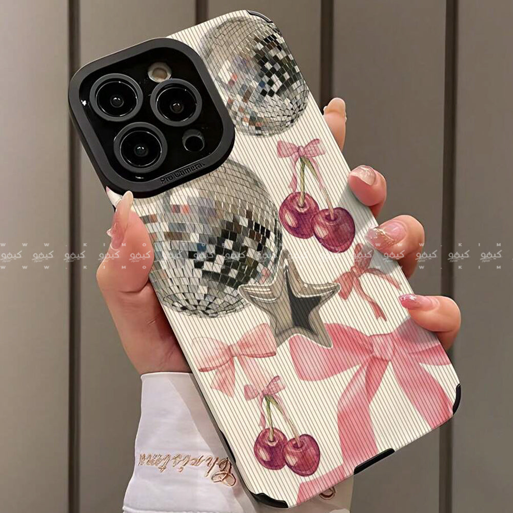 Pink Bow Cherry Ball Stripe Phone Cover