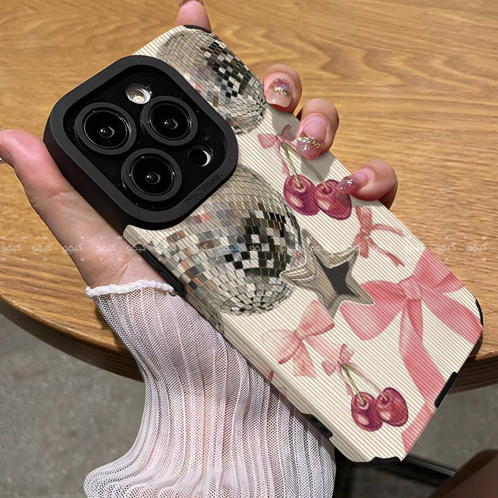 Pink Bow Cherry Ball Stripe Phone Cover