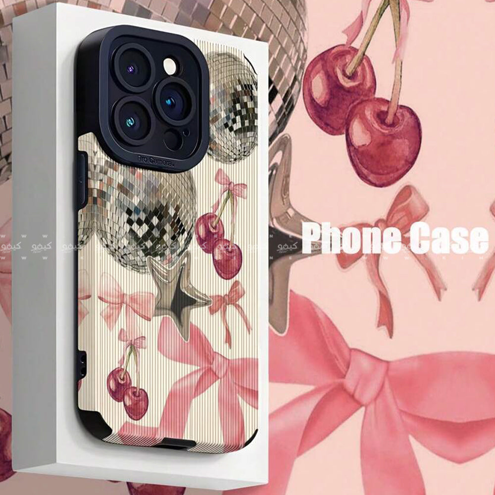 Pink Bow Cherry Ball Stripe Phone Cover