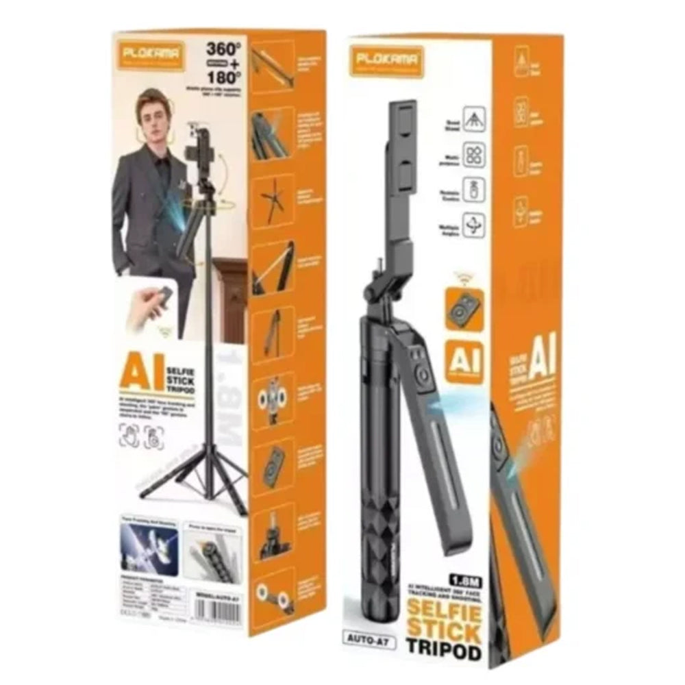 Plokama AUTO-A7 AI Face Tracking Foldable Tripod Selfie Stick