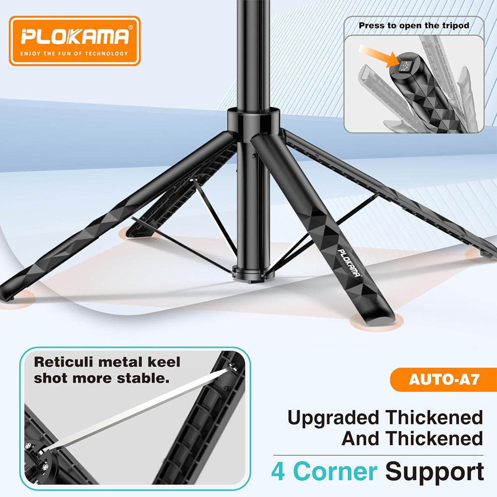 Plokama AUTO-A7 AI Face Tracking Foldable Tripod Selfie Stick
