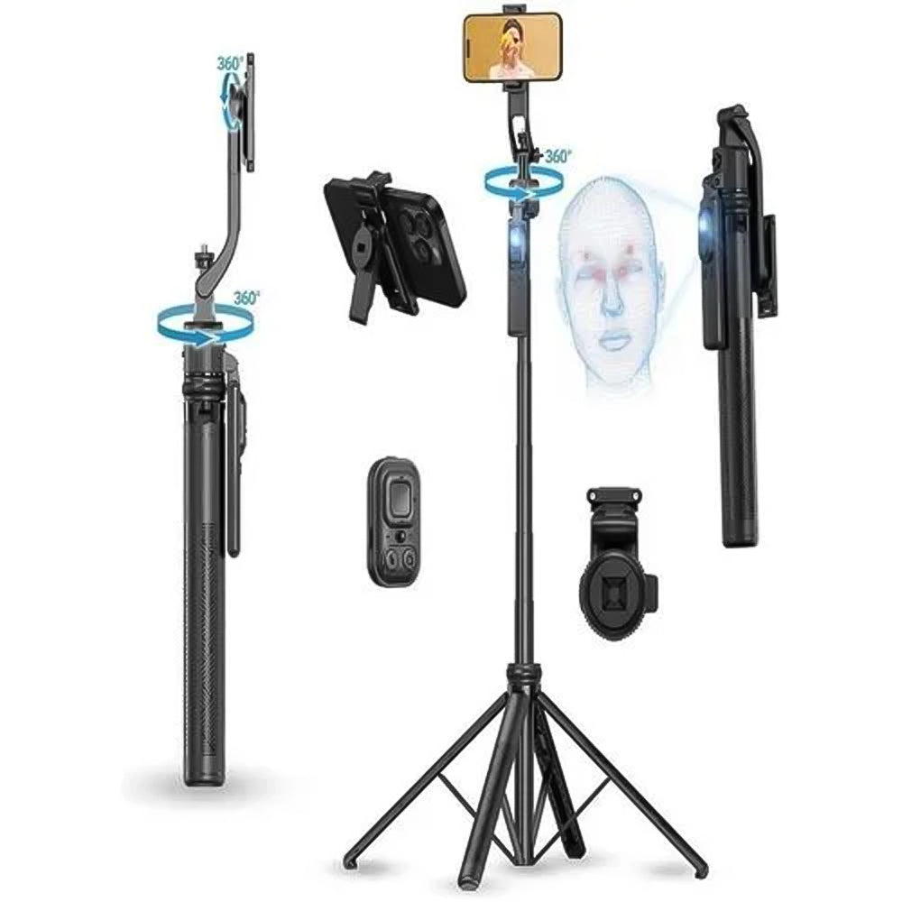 Plokama AUTO-A7 AI Face Tracking Foldable Tripod Selfie Stick