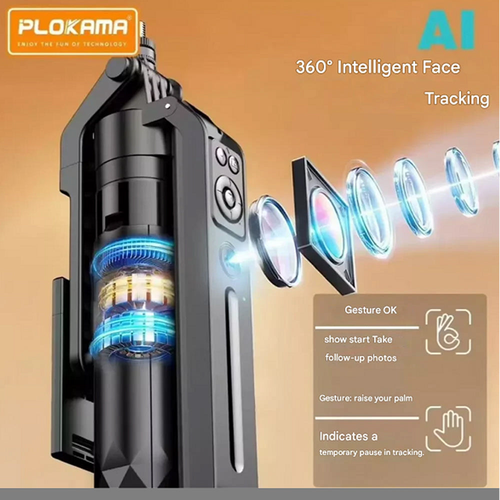 سيلفي ستيك LED بلوكاما ثلاثية الأرجل قابلة للطي مع تتبع الوجه بالذكاء الاصطناعي AUTO-A7 PRO