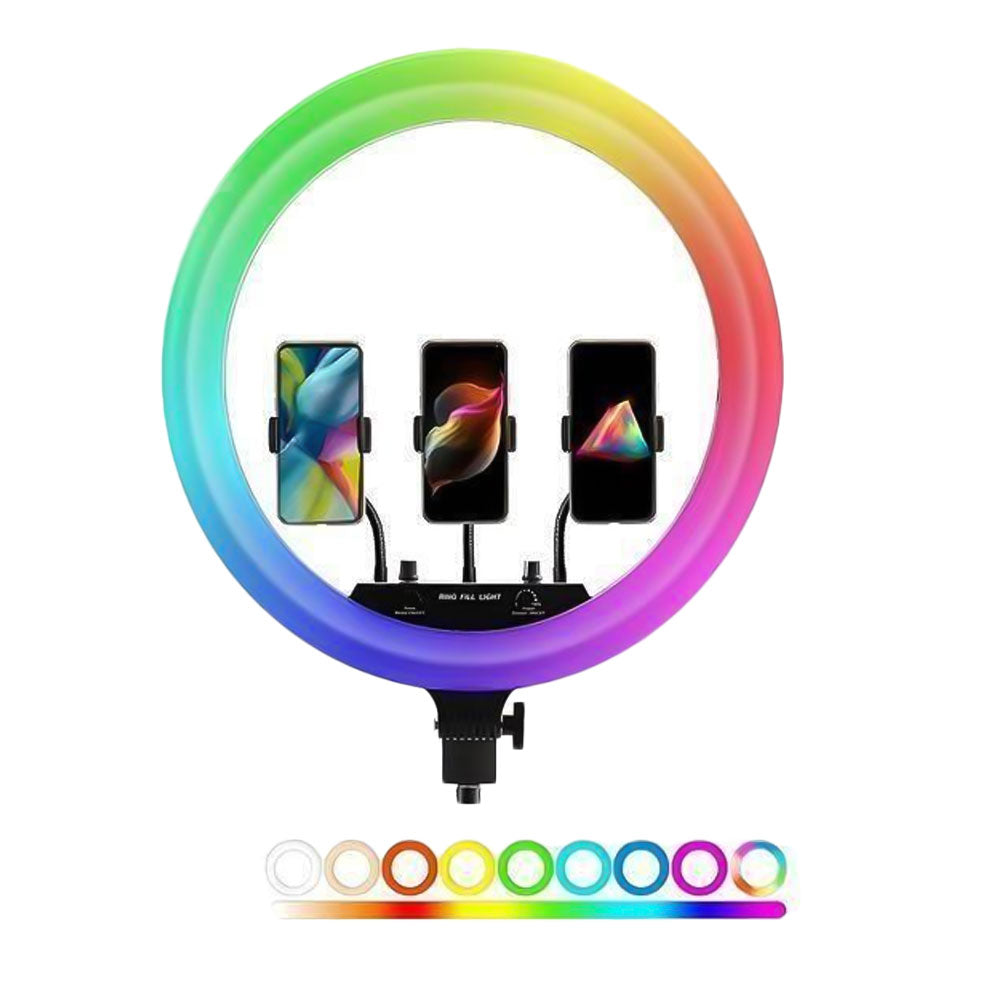 Plokama LIVE-R45 Pro RGB LED Selfie Ring Light 45Cm With Triple Phone Holder