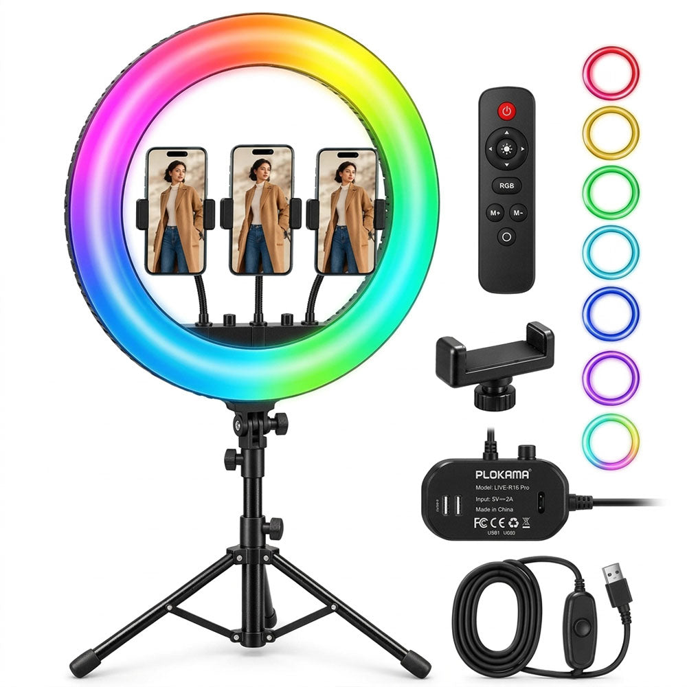 Plokama LIVE-R45 Pro RGB LED Selfie Ring Light 45Cm
