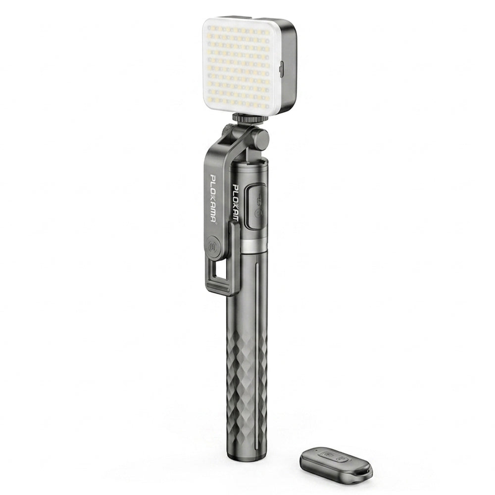 Plokama LIVE-T7 Pro Foldable Tripod LED Selfie Stick