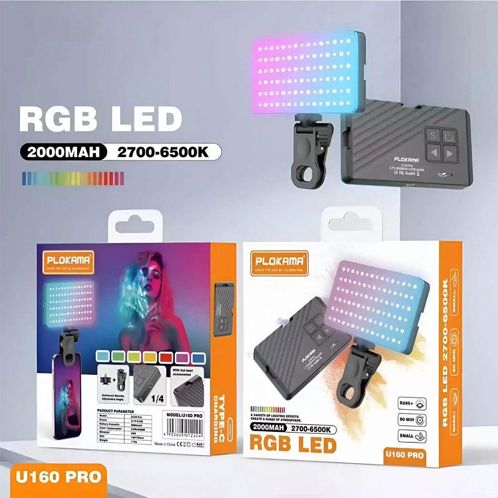 Plokama U160 PRO RGB Phone Clip LED Selfie Ring Light