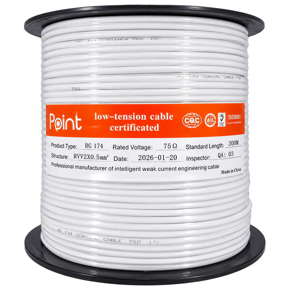 Point Coaxial Cable RG174 300m - White