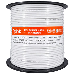 Point Coaxial Cable RG174 300m - White