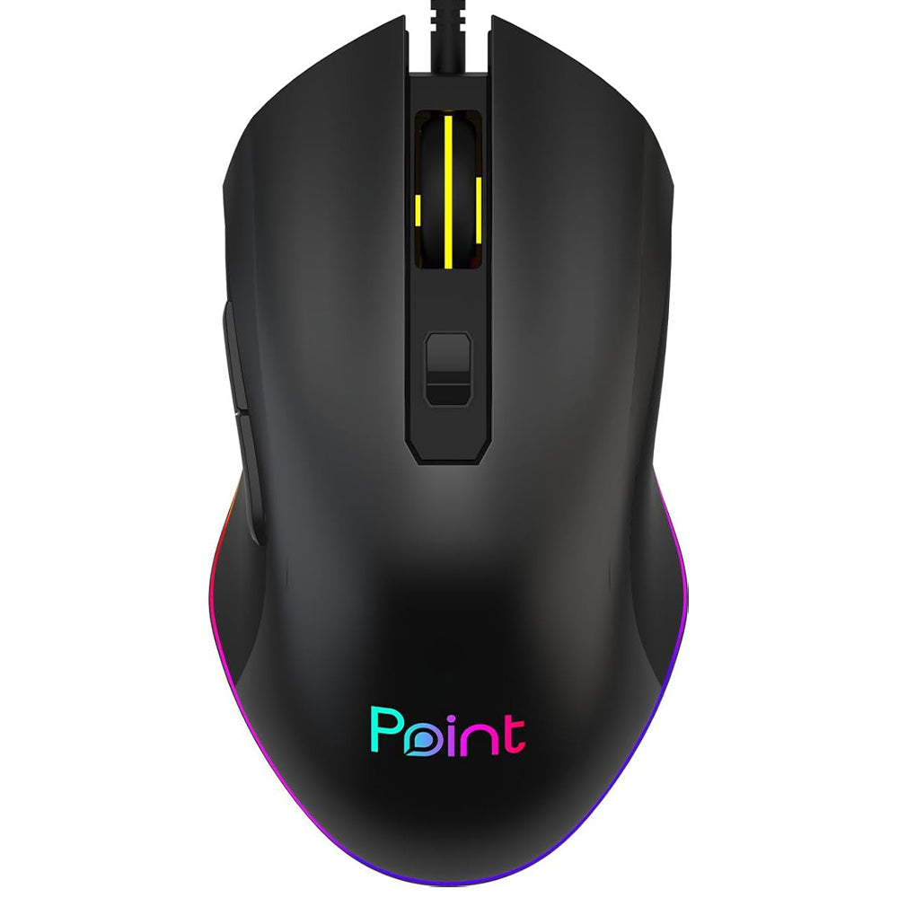 Point PT-212 Wired Rainbow Gaming Mouse - Black
