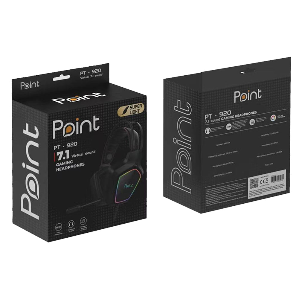 Point PT-920 RGB Gaming Headset 7.1 Surround Sound - Black