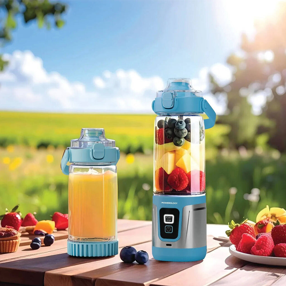 Powerology Duomix Rechargeable Portable Blender PWPB27BL 600ml 120W - Blue