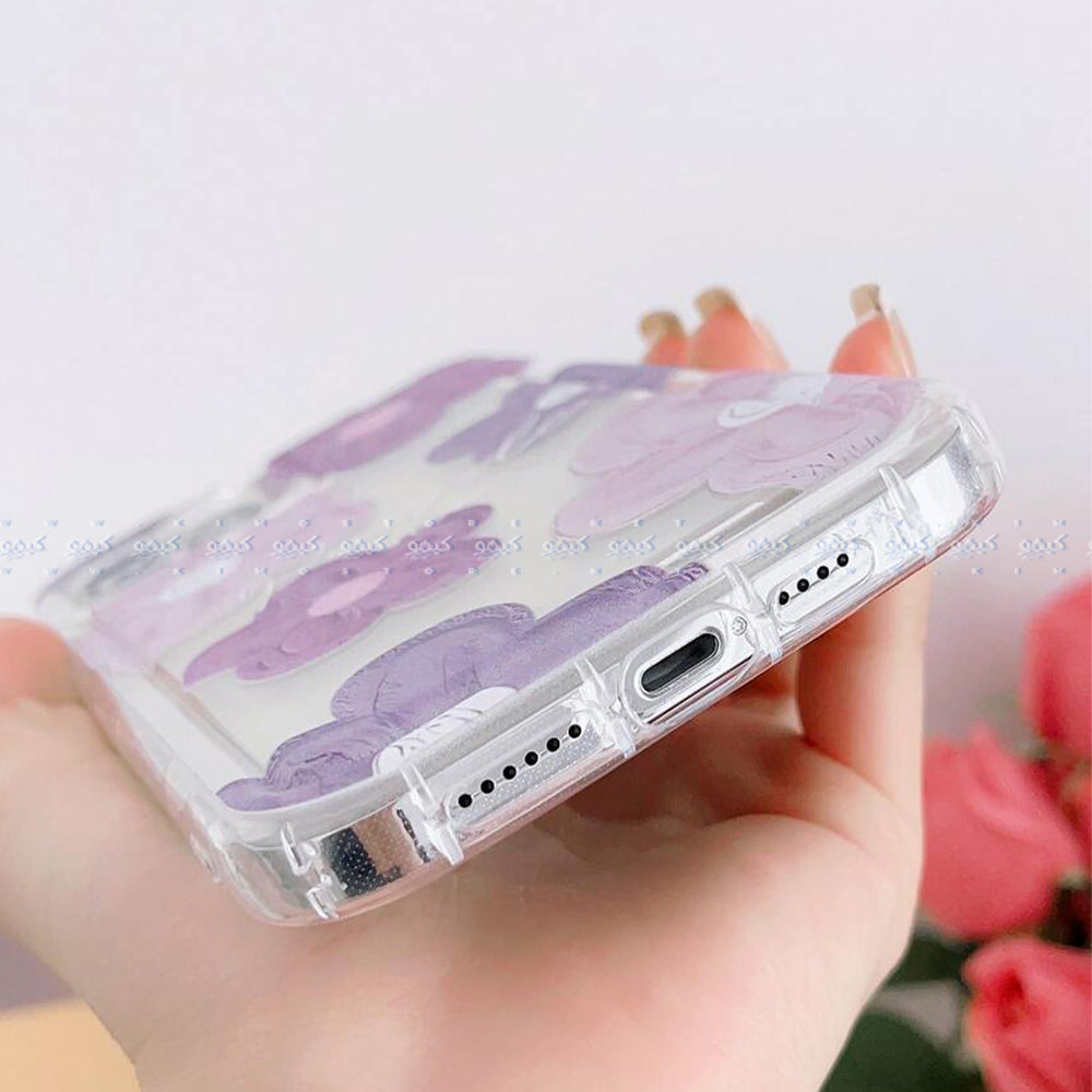 Purple Floral Clear Phone Cover