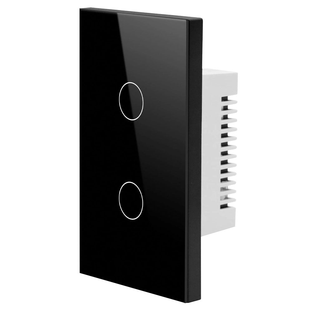 QQZBLN-102-B ZigBee Glass Smart Touch Wall Switch 2 Gang - Black