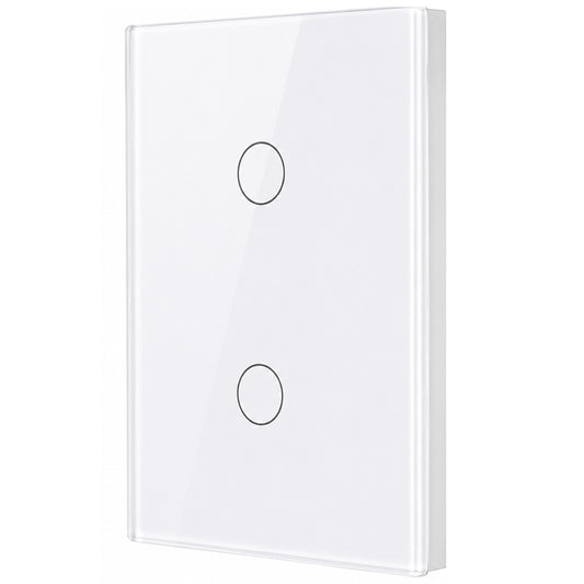 QQZBLN-102-W ZigBee Glass Smart Touch Switch 2 Gang - White