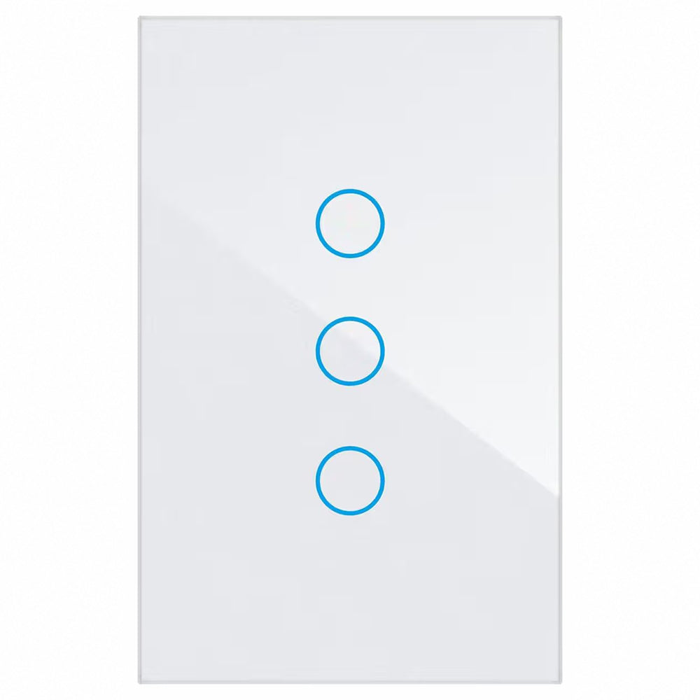 مفتاح حائط سمارت باللمس من الزجاج 3 مفاتيح بتقنية QQZBLN-103-W ZigBee - ابيض 