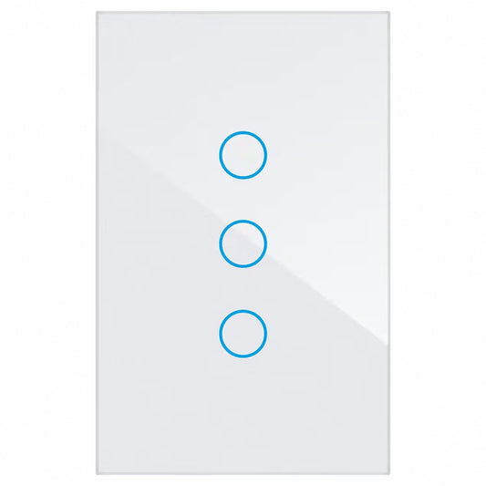 مفتاح حائط سمارت باللمس من الزجاج 3 مفاتيح بتقنية QQZBLN-103-W ZigBee - ابيض 