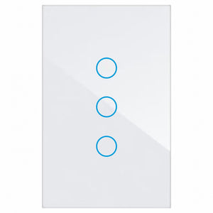 مفتاح حائط سمارت باللمس من الزجاج 3 مفاتيح بتقنية QQZBLN-103-W ZigBee - ابيض 