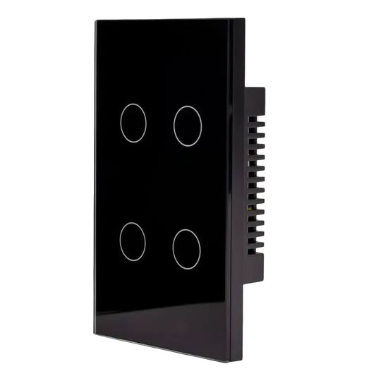 مفتاح حائط سمارت باللمس من الزجاج 3 مفاتيح بتقنية QQZBLN-104-B ZigBee - اسود