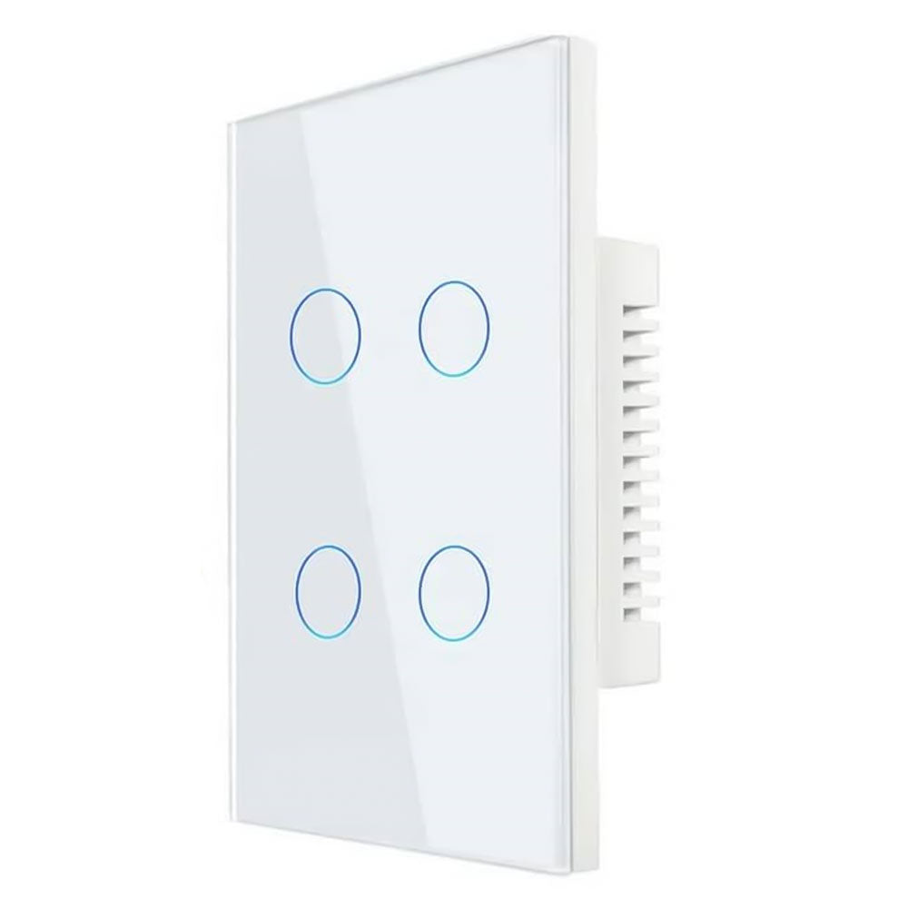 QQZBLN-104-W ZigBee Glass Smart Touch Wall Switch 4 Gang - White