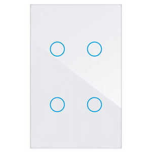 QQZBLN-104-W ZigBee Glass Smart Touch Wall Switch 4 Gang - White
