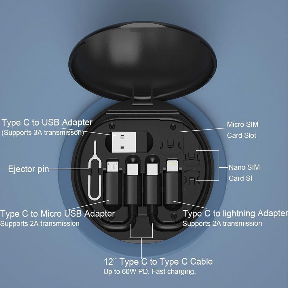 RC190 6in1 Multifunction Charging Set Phone Holder 60W 3A Fast Charging - Black