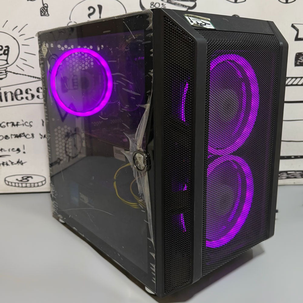 كيس ميد تاور جيمينج RGB (إى أم دى رايزن 5-3500 - هارد PNY CS900 SSD 120GB - نفيديا جيفورس 8 جيجابايت GTX 1070 Ti GDDR5 - مازربورد جيجابايت GA-A320M-H - باورسبلاى UDEA TANK 600A 600W - مراوح 3 RGB) تجميعة استعمال