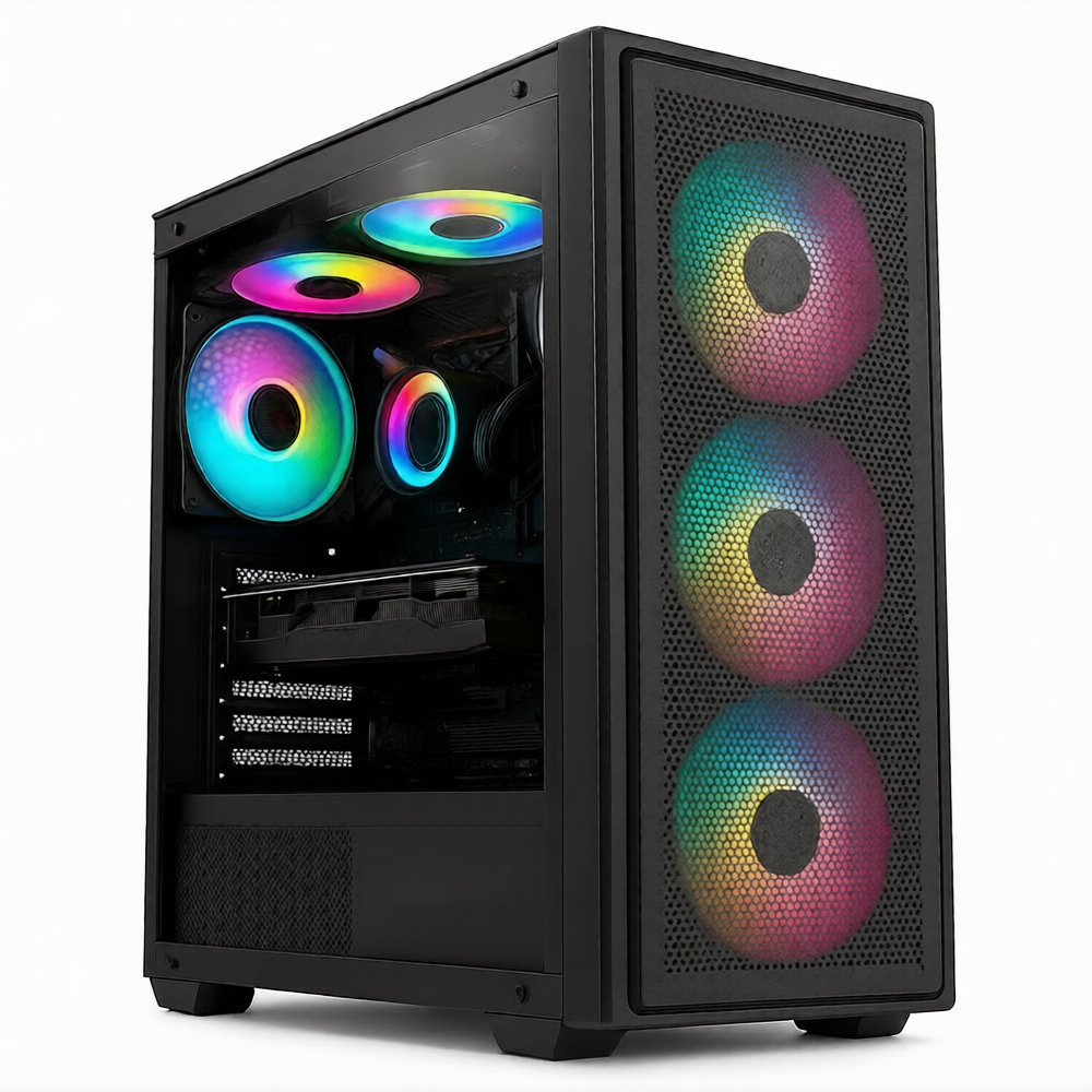 كيس ميد تاور رافال جيمينج WAVES ARGB (انتل كور i5-9400F - رام 8 جيجابايت - هارد SSD 120GB - نفيديا جيفورس 6 جيجابايت GTX 1060 GDDR5 - مازربورد اسوس EX-H310M-V3 - باورسبلاى MOST IT MIT-600INN P-PFC Ver.2.3 600W) تجميعة استعمال