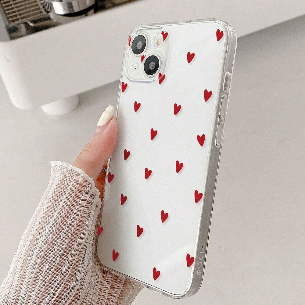 Red Hearts Transparent Phone 