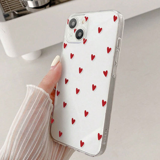 Red Hearts Transparent Phone Cover iPhone