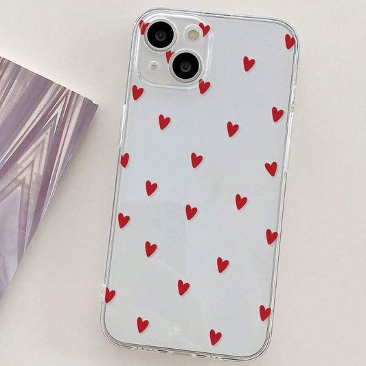 Red Hearts Transparent Phone Cover iPhone