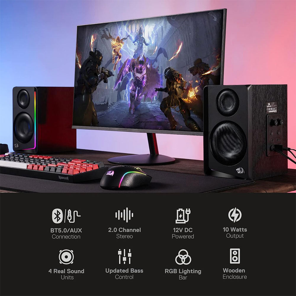 مكبر صوت ريدراجون متنقل Andante GS812 2.0 RGB - أسود