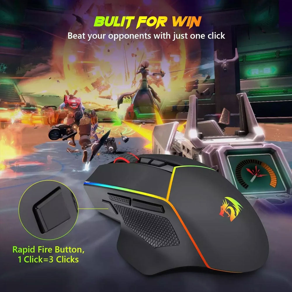 Redragon Axe Pro M814 Triple Mode Bluetooth Wireless & Wired RGB Gaming Mouse 8000Dpi