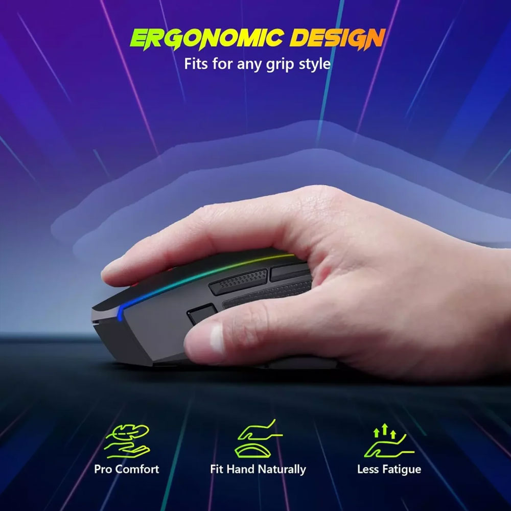Redragon Axe Pro M814 Triple Mode Bluetooth Wireless & Wired RGB Gaming Mouse 8000Dpi